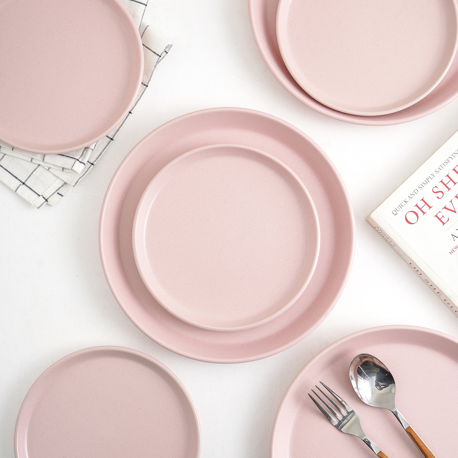 Stoneware Dinnerware Set, Pink