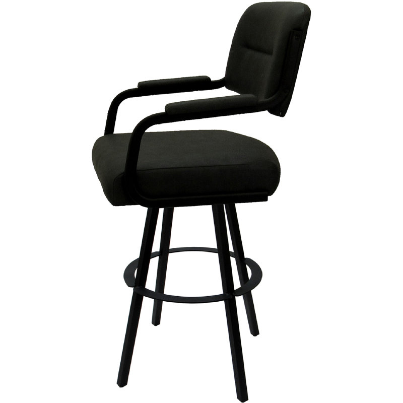 Kambria Swivel Metal Extra Tall Bar Stool 34" Seat On Warren Base, Black Vinyl/Black Frame