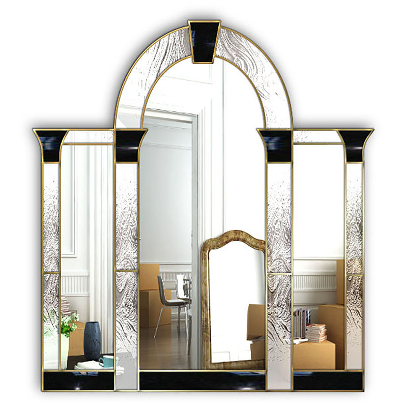 Hugo Flat Wall Mirror, Gold/Black/White