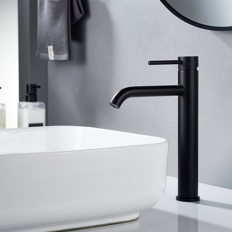Modern Bathroom Vessel Sink Faucet Tall Bathroom Faucet Single Handle One Hole Bathroom Sink Faucet Stainless Steel Round Body With Pop Up Drain Basin Bowl Vanity Lavatory Mixer Tap For Above Counter Basin