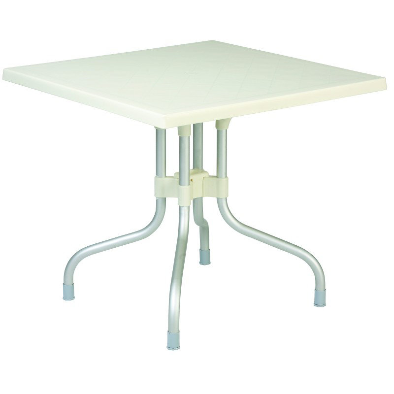 Square Outdoor Bistro Table With Umbrella Hole , 31'' in. W 31'' in. D, Beige