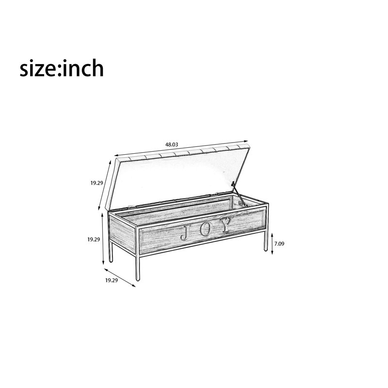 Banc de rangement en tissu, Beige