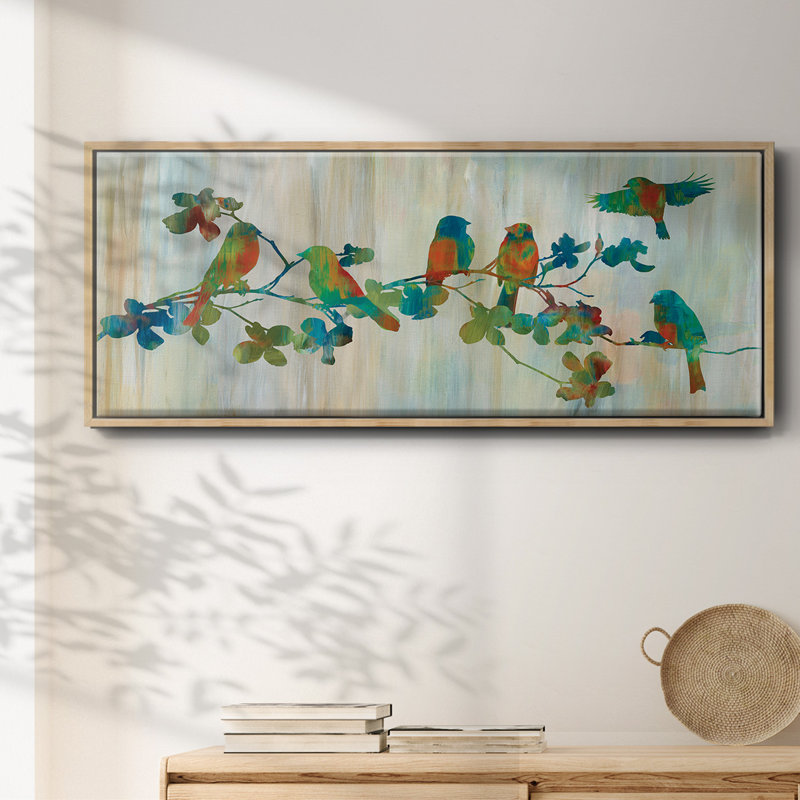 Oiseaux sur une branche - toile encadrée, H 20 po x l 50 po