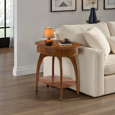 Atreu Mid-Century Modern Chairside End Table With Charging Station