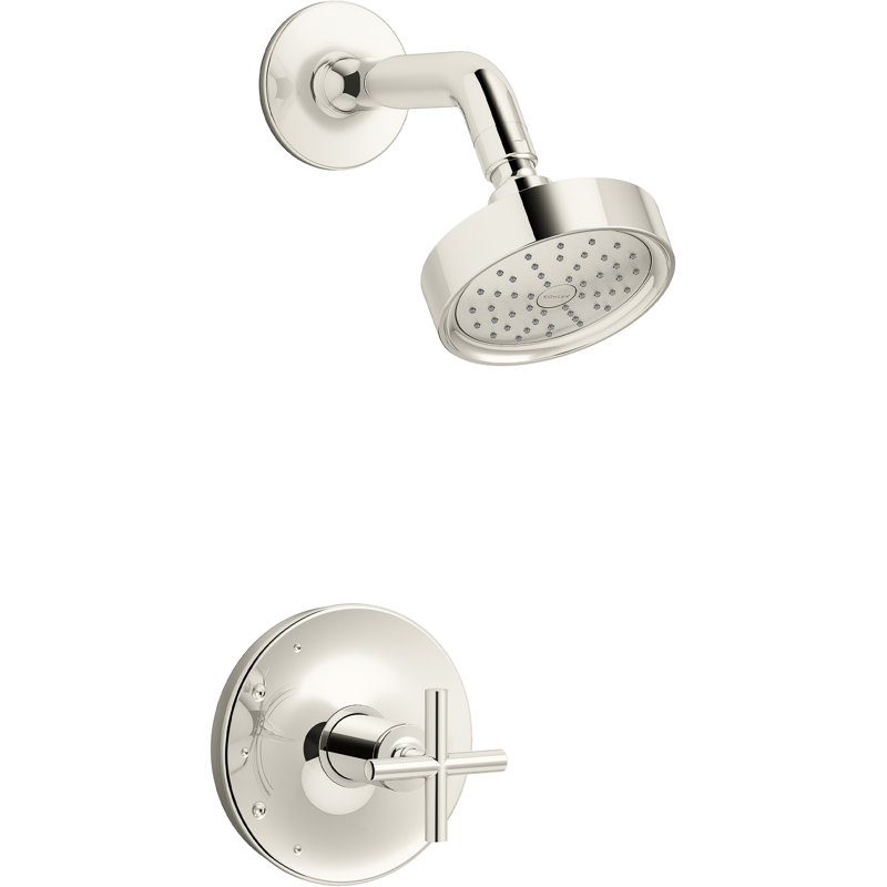 Purist Shower Trim, Vibrant Polished Nickel, Cross Handle