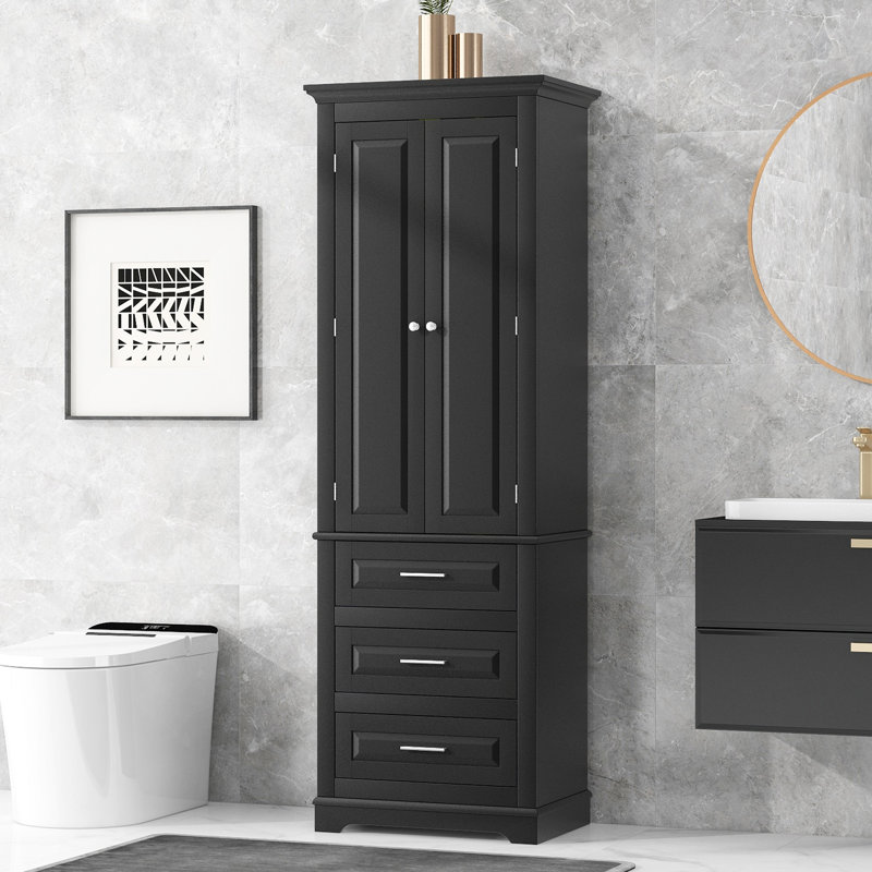 Armoire de rangement haute à trois tiroirs pour bureau et salle de bain