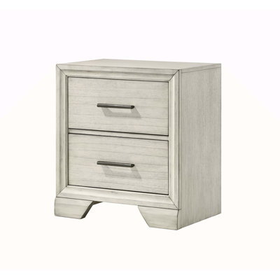 1Pc Contemporary Style Two Storage Drawers Nightstand End Table Bedroom Solid Wood Wooden Furniture Finish