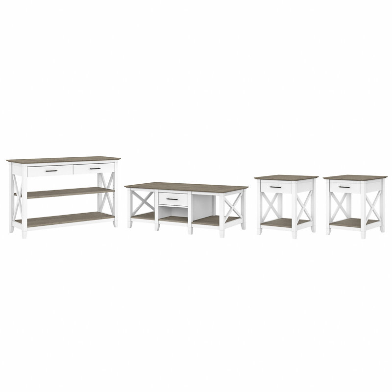 Ensemble de table 4 pièces Kaionna, Gris déclin / blanc pur