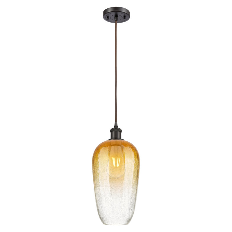 Mini luminaire suspendu à cordon 1 lumière 7 po Ballston - Brookhaven Flute, Bronze frotté à l'huile, Ambre