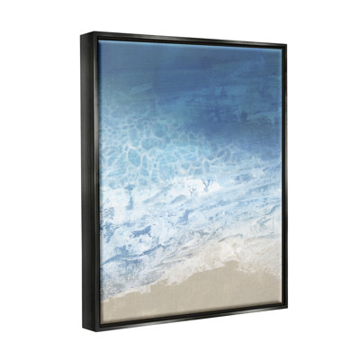 Rosecliff Heights Water Waves Blue Ocean Shore Framed Floater Canvas Wall Art By Victoria Borges -  F71727C636FE42B4BB6BCF559DE43A60