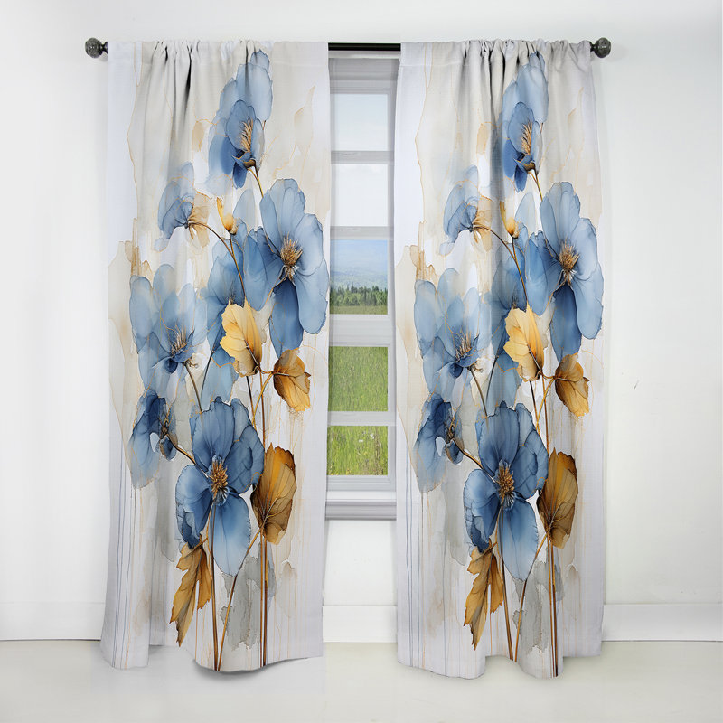 Bowenfels - Rideau Violets - Rideau occultant à motif floral - 1 panneau, L 52 po x L 108 po