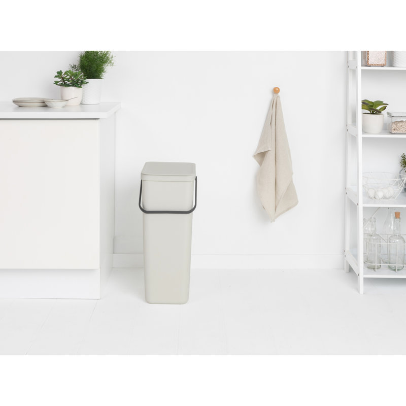Brabantia Sort & Go Plastic Recycling Bin, 10.6 Gallon, Light Gray