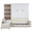Grand lit escamotable mural avec canapé et tablettes, blanc-99899979