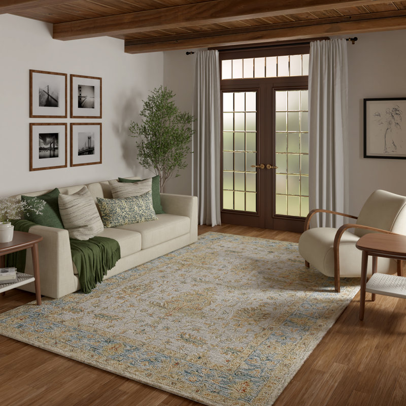 Tapis d'intérieur en laine naturel fait à la main Ella, Rectangle 9 pi x 12 pi