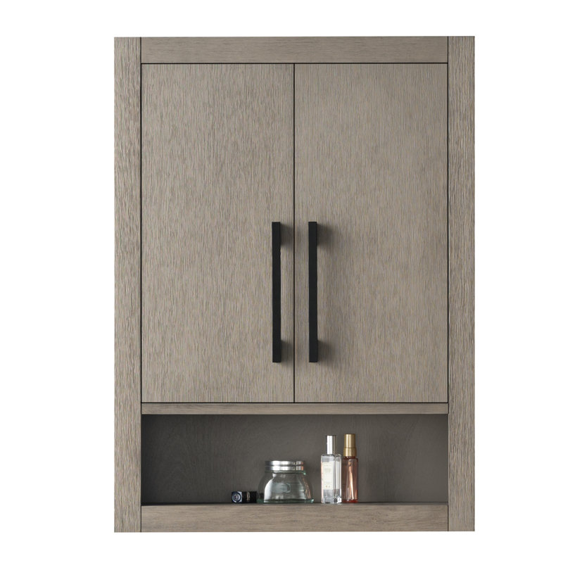Armoire de rangement murale de salle de bain 24 "avec 2 portes, tablette réglable et tablette ouverte Chambery
