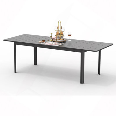 Patio/Outdoor Dining Expandable Table, Metal Aluminum Patio/Outdoor Table For 6-8 Person Rectangular Table For Porch Lawn Garden Bistro