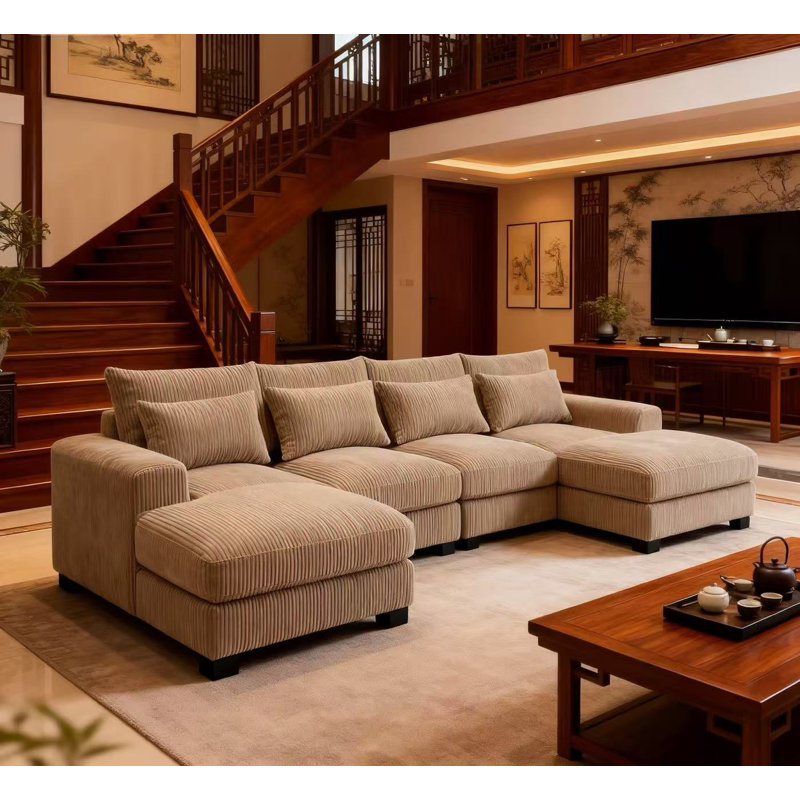 Laguna Modular Corduroy Sectional, Brown Corduroy