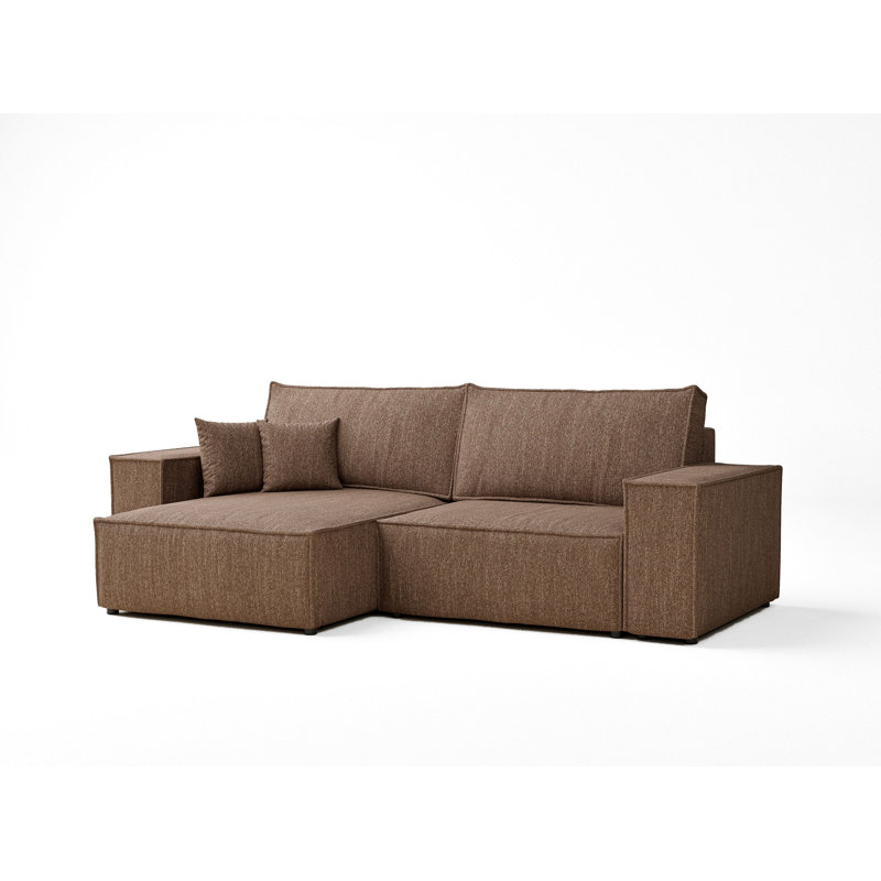 3 Seater Corner Sofa, Brown, Left Hand Facing
