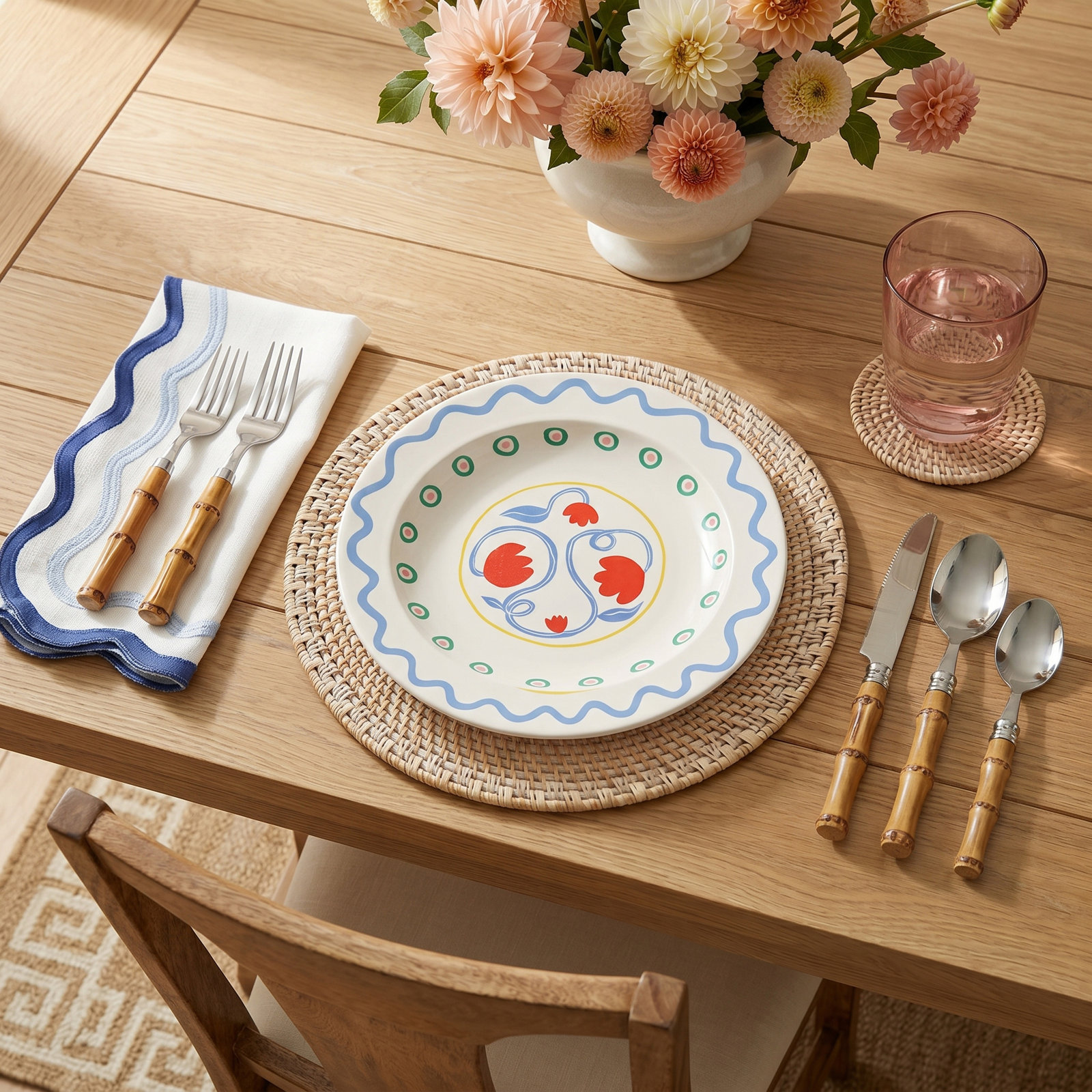  Cambridge Bamboo Handle 20-Piece Flatware Set