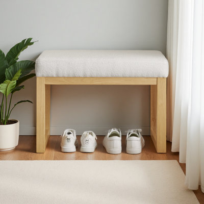 Shoe-Changing Bench, A Shoe-Changing Bench With A Wooden Frame And A Soft Cushioned Seat, Can Be Placed Freely And Is Suitable For Small Spaces Without Taking Up Much Space
