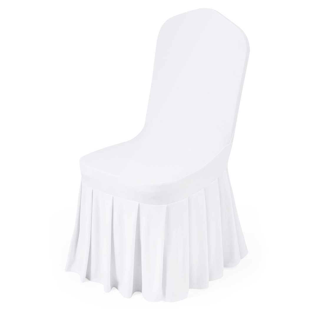 White Chair Covers, Polyester Spandex Chair Cover, Stretch Slipcovers for Wedding Party Dining Banquet Flat-Front Chair Covers, Fits Chair Measures up