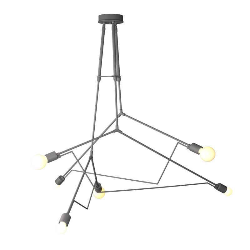Divergence 6 - Light Outdoor Chandelier, Coastal Burnished Steel, 54.8" - 64.3"