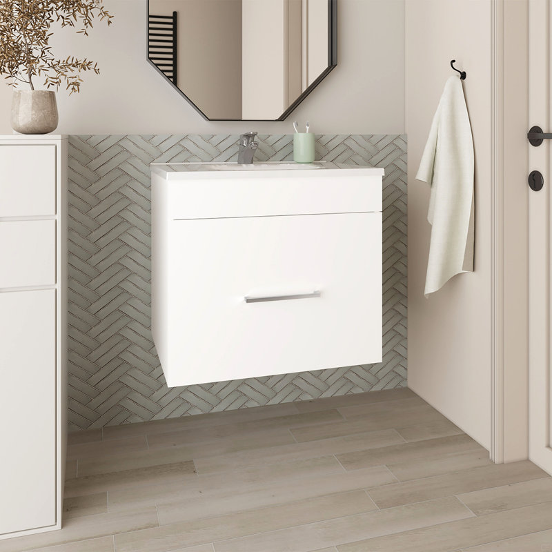 Meuble-lavabo de salle de bain avec lavabo, 1 tiroir