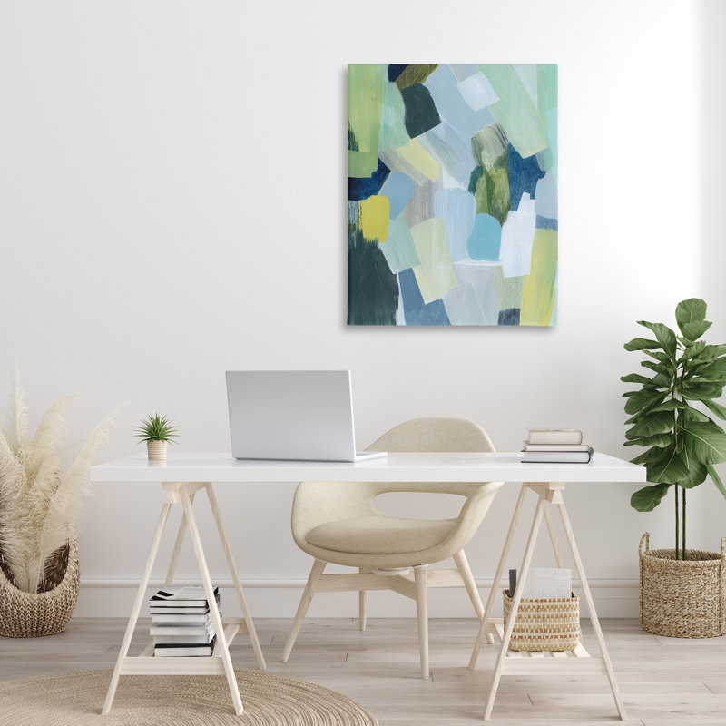 «Layered Green Brush Strokes» par Grace Popp, H 40 po x l 30 po