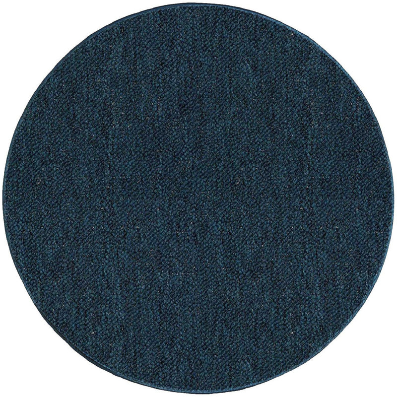 Tapis sarcelle de couleur unie pour l'intérieur et l'extérieur Modern, Rond 3 pi