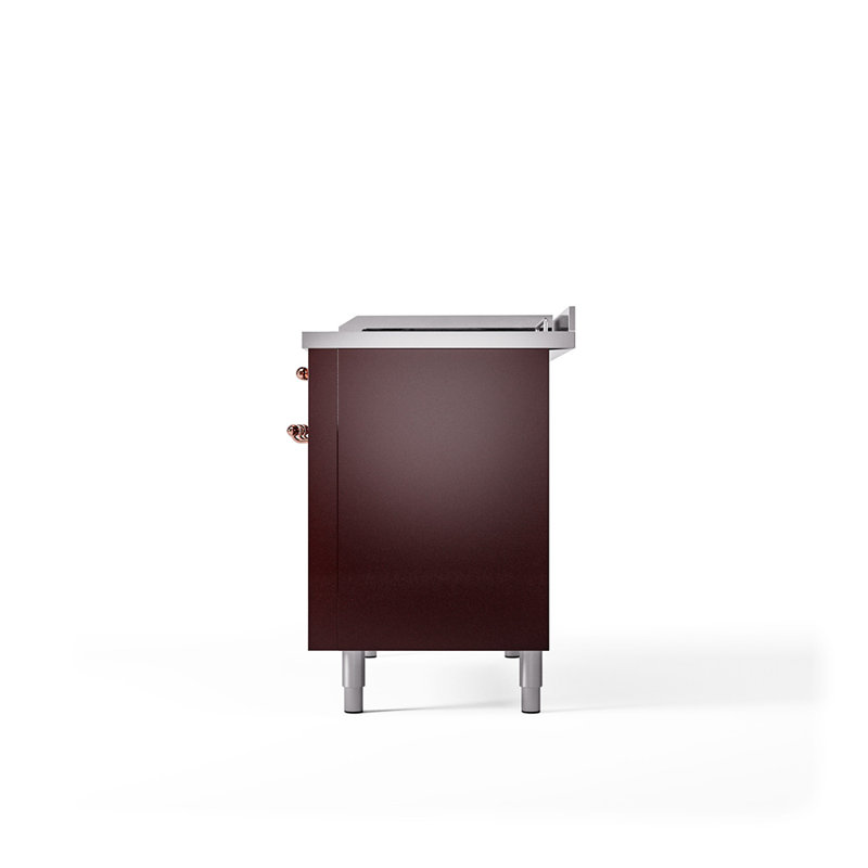 ILVE Nostalgie II 48 in Dual Fuel Range, 5 Burner, Griddle, Frenchtop, Liquid Propane, Burgundy/Copper