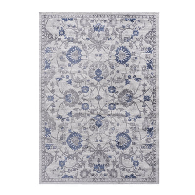 Métier à tisser et tapis bleu / argenté / pour chambre à coucher 5X7 - non délesté, teint, confortable pour le salon, tapis de salle à manger bleu / argent /, chambre de bébé, bureau, chambre à coucher,