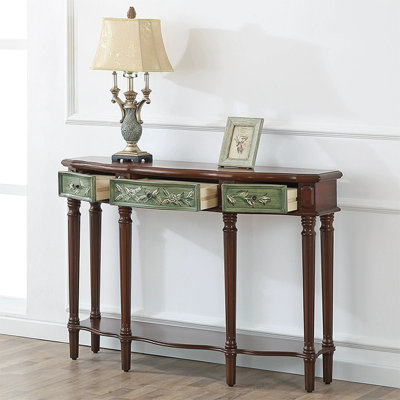 Green&Walnut Solid + Manufactured Wood Free form Console Table