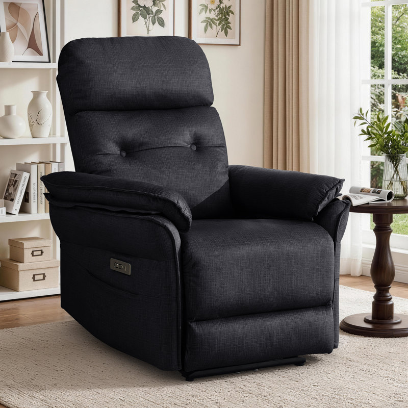 Power Zero Gravity Recliner Chairs, Electric Recliner Chair for Living Room and Bedroom, Small Recliner for Small Spaces with USB&Type-C Ports, Side Pockets