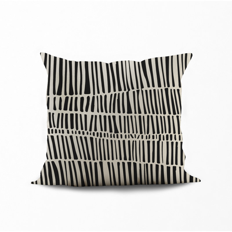 Jeté carré intérieur / extérieur en polyester Ikom, L 17 po x H 17 po, Noir