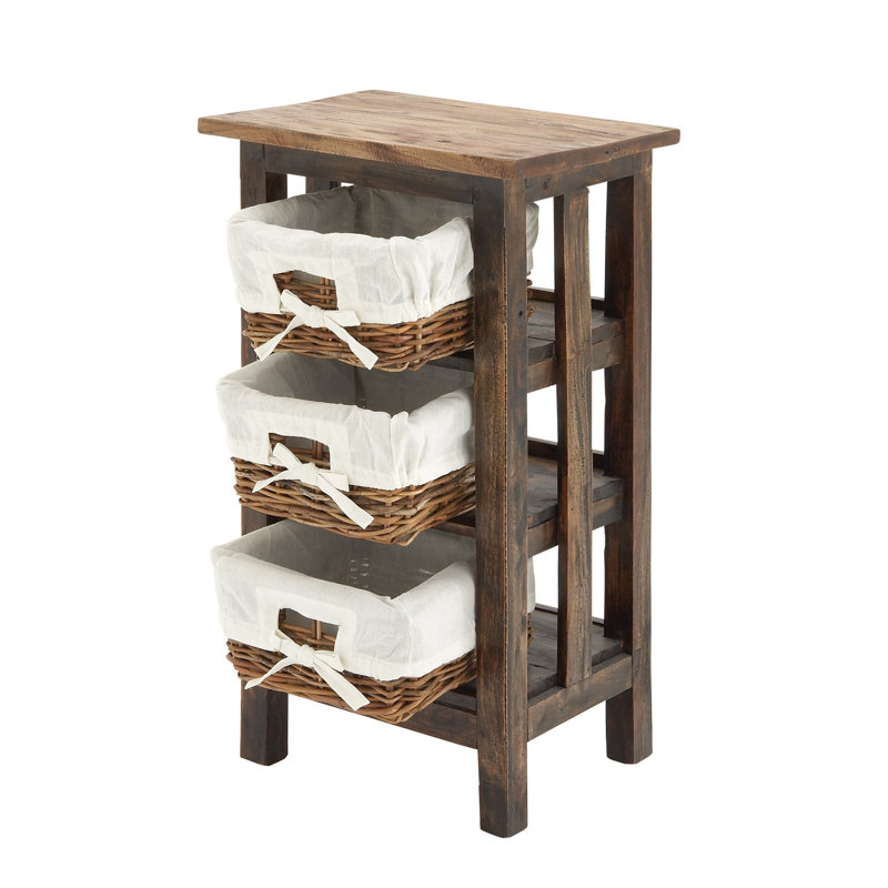 Commode d'appoint 3 tiroirs Nightingale, Naturel/noir