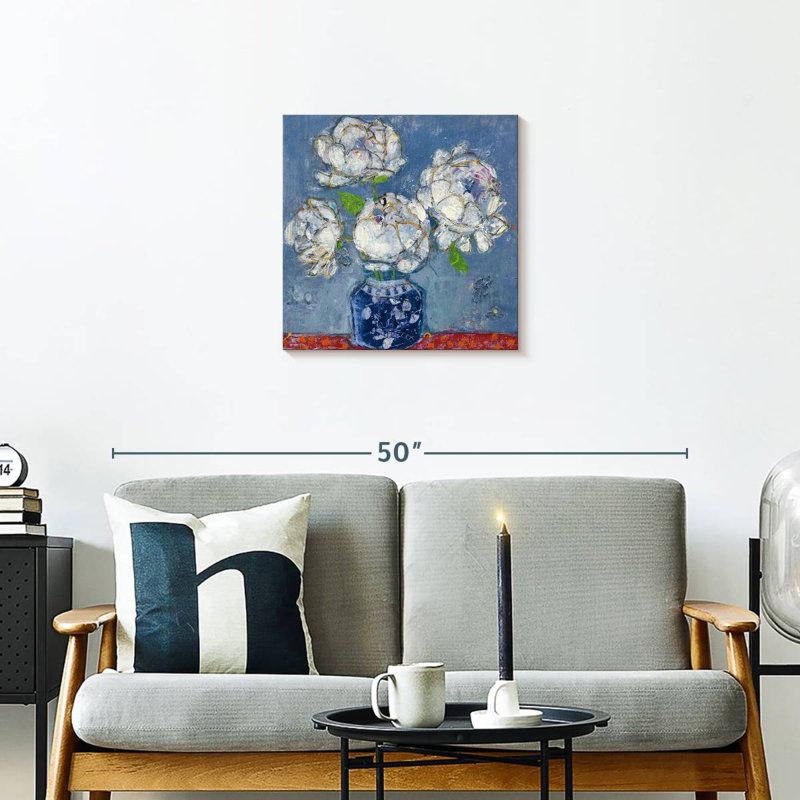 Vase de pivoines bleu Harnek, H 20 po x l 20 po