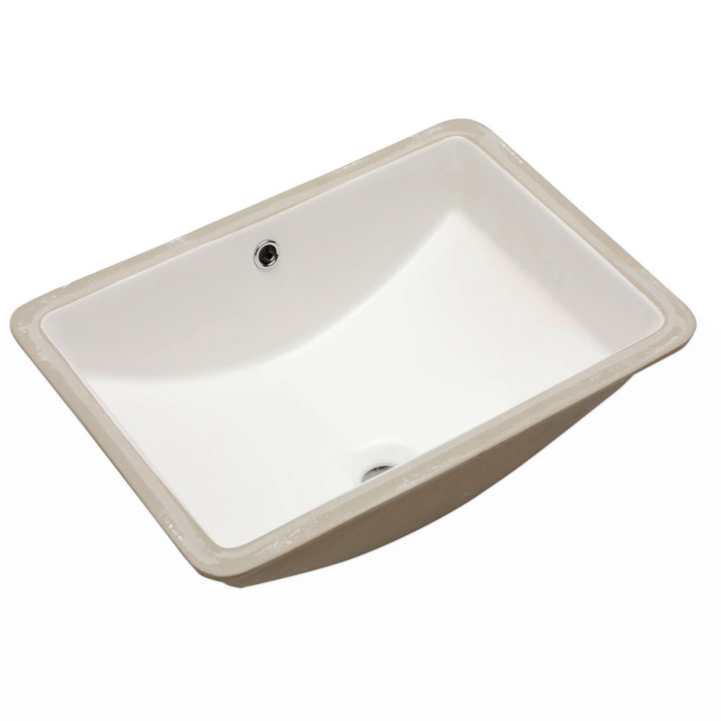 20.25"X15"  Ceramic Rectangular Undermount Bathroom Sink With Overflow
