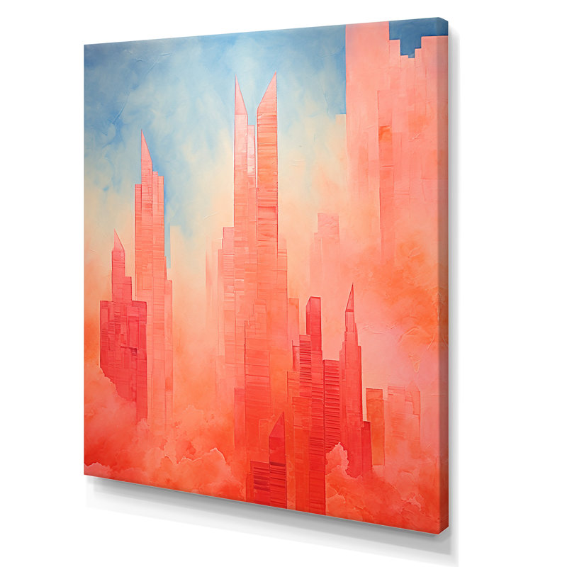 Paysage urbain de grande hauteur Salmon Spires I, Toile tendue, H 32 po x l 24 po x P 1 po