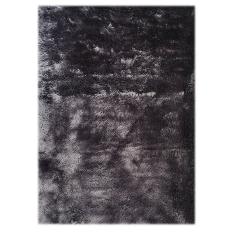 Tapis gris à poils longs Fung, Rectangle 5 pi x 7 pi