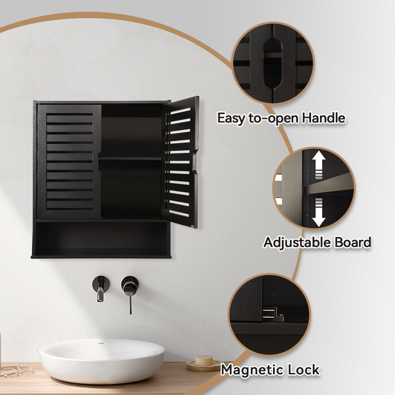 Armoire murale en bambou avec tablette réglable, armoire à pharmacie pour le salon de la salle de bain