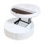 Table basse ronde blanche à 1 tiroir avec plateau en marbre et placage de grain de bois 29,5 po