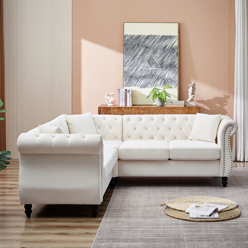 5 Canapé d'angle en L de 83,5 pouces avec 3 coussins. Simplifiez le design moderne pour différentes pièces. Bureau en bois massif surdimensionné, bureau.