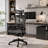 Black large, high-back office chair with a 300 lb weight capacity; features adjustable lumbar support, headrest, and 4D armrests, a sliding seat, and a maximum recline of 115°.