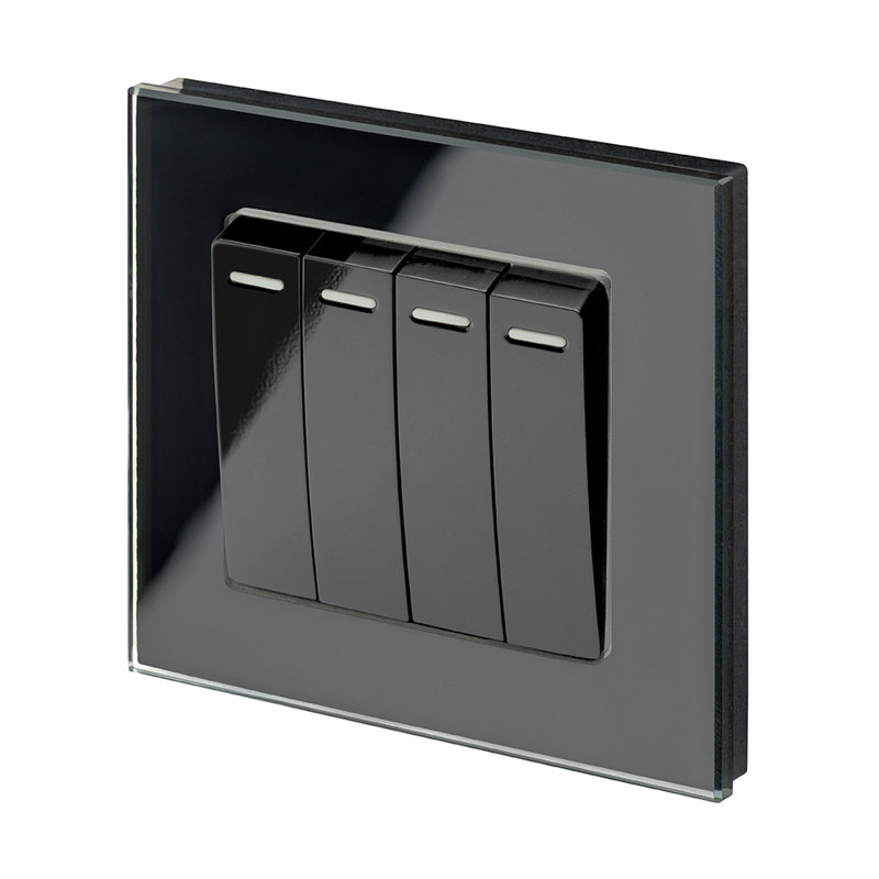 Crystal PG 4 Gang Rocker Light Switch White, Black