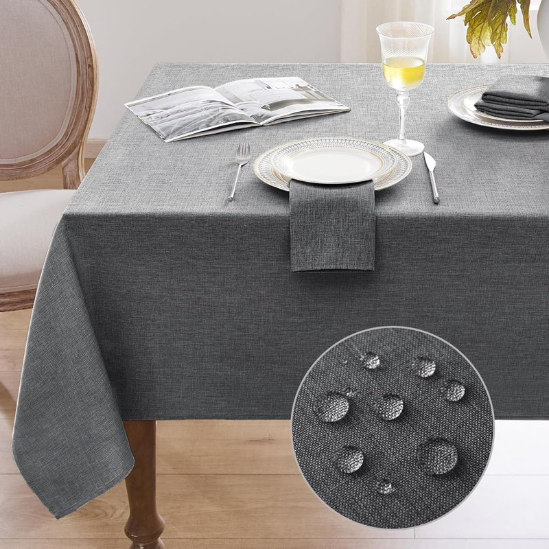 140×200cm Rectangular Faux Linen Wipeable Water Resistant Tablecloth