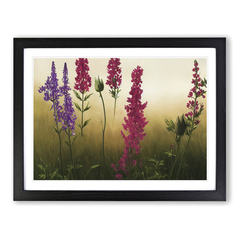 Heavenly Wildflowers Floral - Single Picture Frame Print, 25cm H x 34cm W x 2cm D, Black