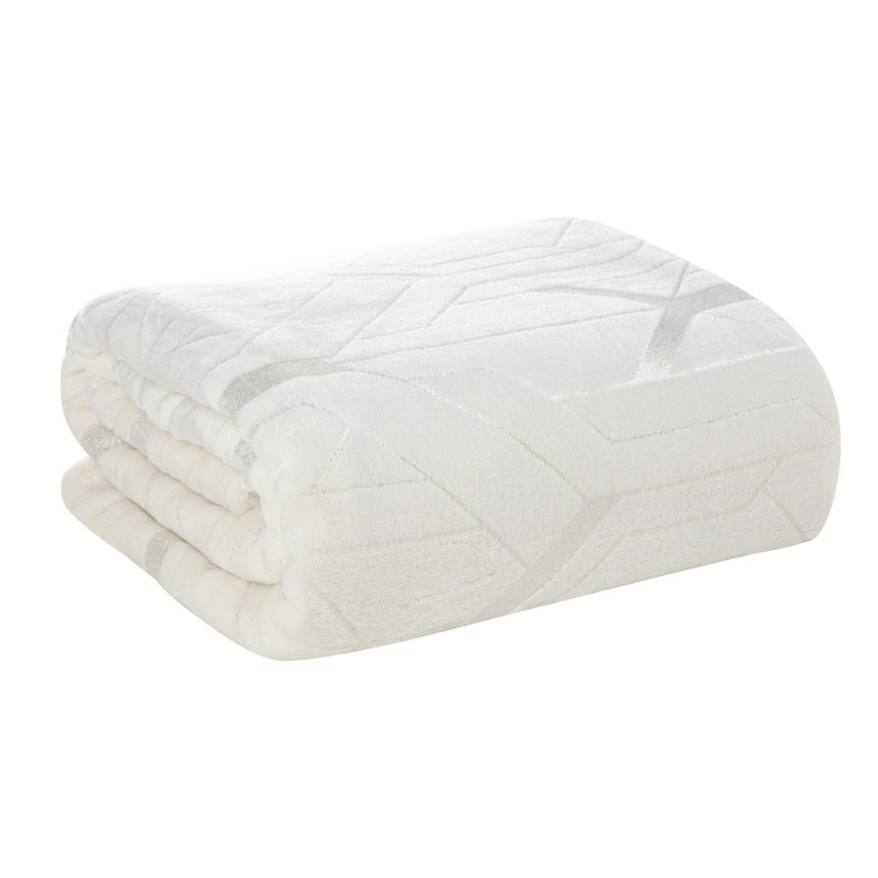 Polyester Geometric Shapes Bedspread, Creamy