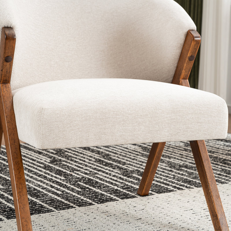 Chaises d'appoint modernes en tissu de velours avec structure en bois massif, chaises rembourrées pour le salon ou le coin lecture