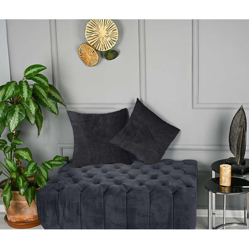 Matte Velvet Cushion Cover - 1 Pc, 56cm x 56cm, Charcoal