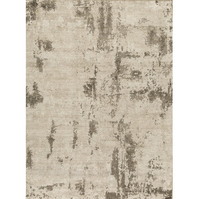 Tapis gris / noir noué à la main 9 pi 9 po x 13 pi 11 po